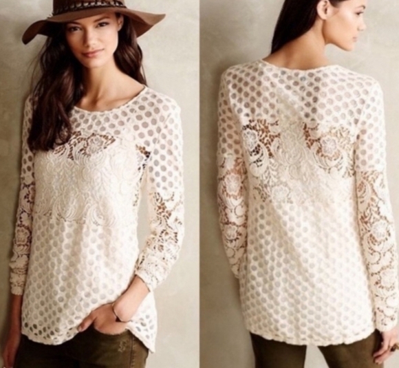 Sunday in Brooklyn Anthro lace interlude top - Picture 1 of 5